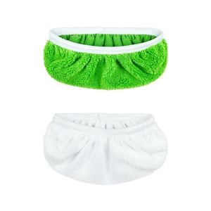 Washable microfiber mop replacement pads in green and white for Swiffer flat mops
