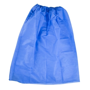 Detail of disposable blue non-woven spa wrap with elastic waistband for beauty treatments