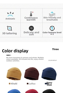 Detail showing anti-static fleece lining and high color fastness of warm outdoor sports hats