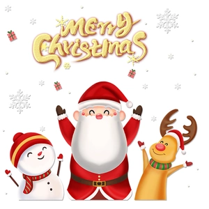 Christmas wall stickers with Santa, snowman and reindeer on white background