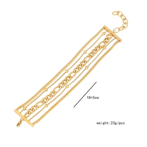 Detail view of multi-layer gold stainless steel chain bracelet, 18+5cm long, 23g weight