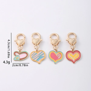 Set of 4 gold-tone heart enamel pendants for DIY jewelry with size and weight details
