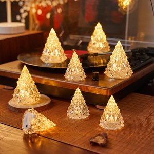 LED Electronic Candle Lights Crystal Acrylic Flameless Warm Yellow Light Christmas Tree Iceberg For Wedding Party Table Decor Home Ornament