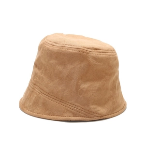 Classic camel faux suede bucket hat with durable stitched brim and minimalist design