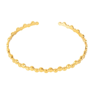 Adjustable C-shape gold titanium steel bracelet with a unique ball beaded design