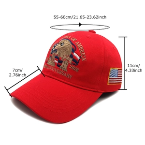 Casquette de baseball en coton rouge avec broderie USA 250e anniversaire et drapeaux
