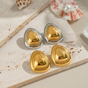Irregular triangle water drop earrings in gold and silver stainless steel set