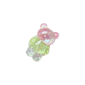 Support de téléphone ours mignon avec dégradé rose et vert et paillettes pour smartphone