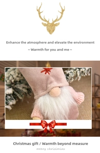 Detail of a plush Christmas gnome with a soft pink hat and thick white faux fur beard