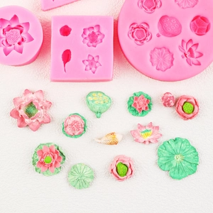 3D lotus and koi fish silicone mold set for chocolate fondant and craft decorations