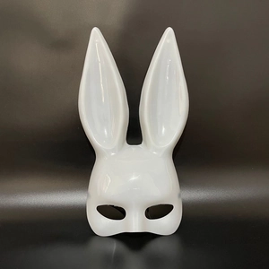 Luminous white bunny ear mask for Halloween and masquerade parties in glossy plastic