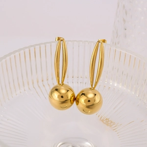 Boucles d'oreilles boules dorées à double couche dans un verre de style moderne