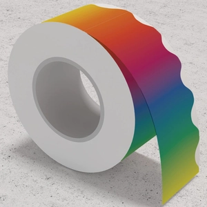 Rainbow gradient scalloped bulletin board border sticker roll for classroom decoration