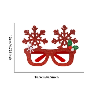 Detailed dimensions of red glitter Christmas snowflake glasses for festive party wear