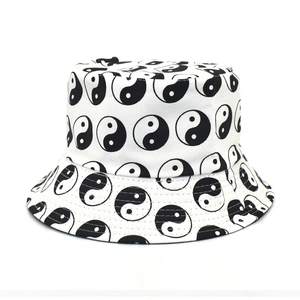 Bucket Hat Cotton Polyester Sun Protection Foldable Streetwear Tai Chi Floral Graffiti Print For Men Women