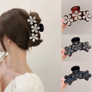 Molletta Per Capelli Con Fiore Di Strass Elegante Accessorio In Resina Luccicante Per Donne Stile Coreano