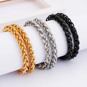 Fashion titanium steel basket chain necklaces in gold, silver and black metal finishes