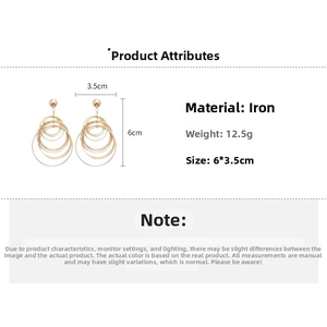 Detailed size and weight specs for multi-layered gold metal hoop earrings