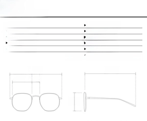 Detailed size specifications for square frame double bridge sunglasses with dimensions