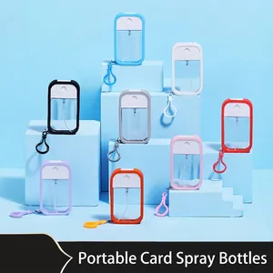 Portable Card Spray Bottle Refillable Atomizer With Silicone Sleeve Hook For Travel Sanitizer Alcohol Empty PETG Plastic