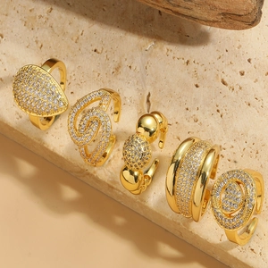 Vintage Heart Zircon Copper Rings For Women Adjustable Open Ring Simple Luxury Aesthetic Jewelry