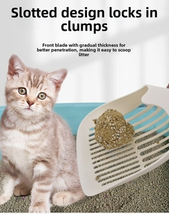 Cat litter scoop with a thick blade edge design for efficient clump removal and cleaning