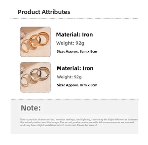Detailed size specifications for 3-piece set of chunky metallic geometric bangle bracelets