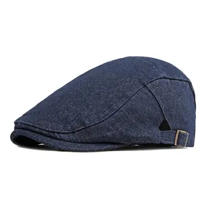 Vintage Washed Denim Schiebermütze Für Herren Damen Verstellbare Metallschnalle Britischen Stil Ivy Hut Lässig Baumwolle