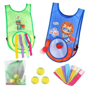 Klittenband vest set voor kinderen met kleverige ballen en dierenprints
