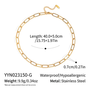 Détails du collier à maillons dorés en acier inoxydable étanche avec dimensions