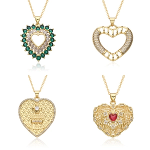Copper Zirconia Heart Pendant Necklace For Women Elegant Gold Plated Clavicle Chain Fashion Jewelry Accessory Gift