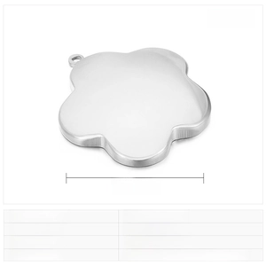 Polished stainless steel flower pendant with 29x26mm size and 13g weight details