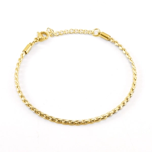 Bracelet minimaliste en acier inoxydable doré 18K avec maille torsadée et fermoir