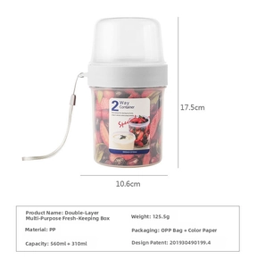 Detailed size parameters of the portable double-layer food container with dimensions
