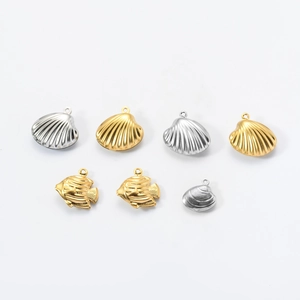 DIY stainless steel ocean shell and tropical fish pendants in gold and silver finish