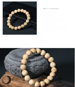Detailed macro view of natural wooden beads showing smooth grain and matte texture
