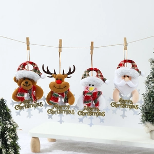Set of 4 Christmas ornaments featuring reindeer and snowman on snowflake bases