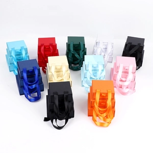 Multi-color drawer jewelry boxes with silk ribbon handles in various sizes for display
