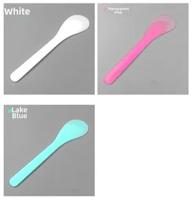 Three-color plastic facial mask sticks in white, transparent pink, and lake blue colors