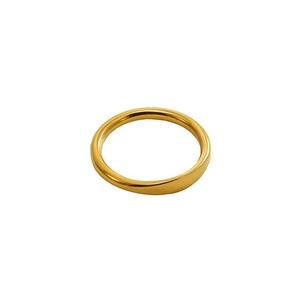 Top view of a slim 18K gold plated stainless steel ring with a smooth polished finish