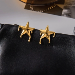 18K gold stainless steel liquid melting star earrings with a modern artistic aesthetic