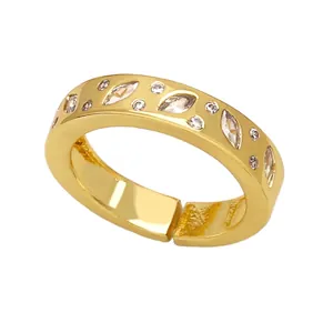 Elegant gold-plated open ring with marquise and round cubic zirconia in a minimalist design