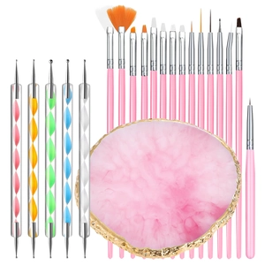 Pinceaux D'Art Des Ongles Stylos À Pointer Avec Palette En Résine Marbrée Pour Manucure Peinture Dessin Design DIY Accessoires