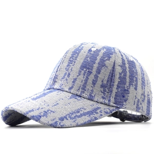 Casquette de baseball en jacquard tie-dye bleu et blanc avec sangle réglable au dos