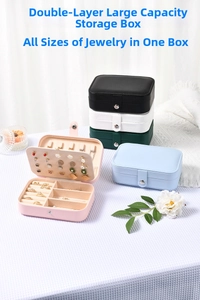 Chic multi-layered travel jewelry box with metal snap closure in five elegant colors
