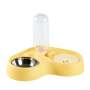 Automatic 2-in-1 pet cat feeder and water dispenser with stainless steel bowl and gravity bottle