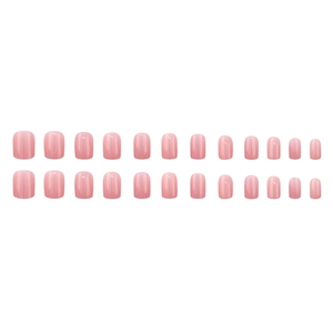 Glossy nude pink short press-on nails set with 24 pieces in various sizes for women