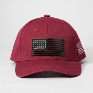 Casquette de baseball bordeaux avec broderie drapeau américain, chapeau de soleil en coton