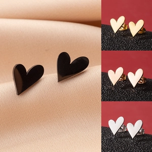 Boucles D'oreilles Puces Cœur Irrégulier En Acier Inoxydable Pour Femmes Bijoux D'oreille Cœur En Métal Poli Unique