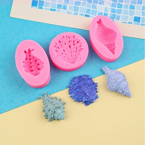 Pink silicone ocean shell molds for fondant and baking with detailed resin shell crafts